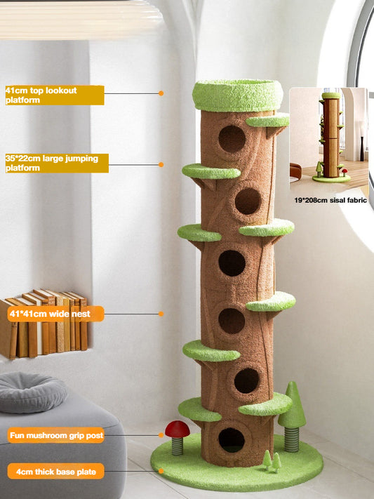 Modern Large Cat Tree Tower with Sisal Scratching Posts