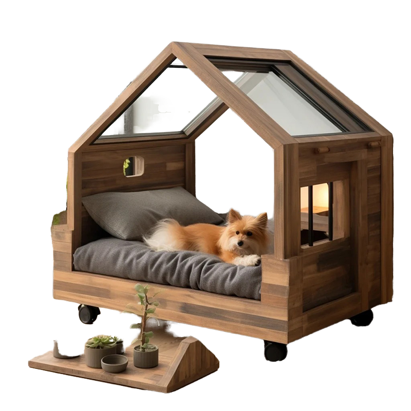 Luxury Modern Wood Pet House Button Closure Indoor Winter Kennel OEM Cat Nest Cabin Dog Villa Enclosed Winter Kennel Animal