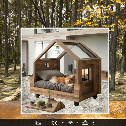 Luxury Modern Wood Pet House Button Closure Indoor Winter Kennel OEM Cat Nest Cabin Dog Villa Enclosed Winter Kennel Animal